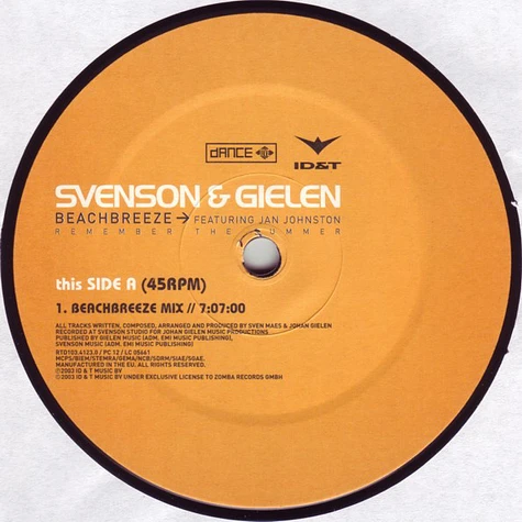 Svenson & Gielen Featuring Jan Johnston - Beachbreeze (Remember The Summer)