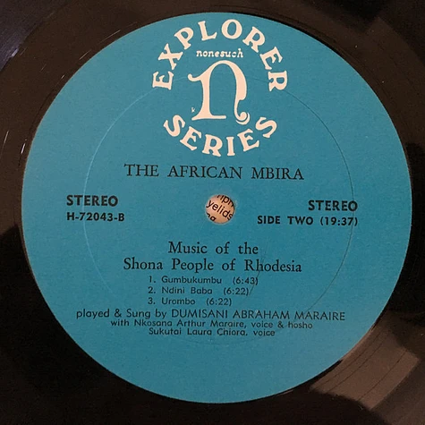Dumisani Abraham Maraire - The African Mbira - Music Of The Shona People Of Rhodesia