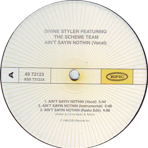 Divine Styler Featuring The Scheme Team - Ain't Sayin Nothing / Tongue Of Labyrinth