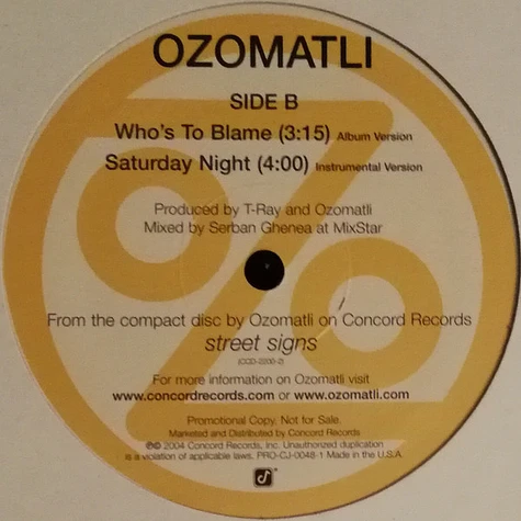 Ozomatli - Saturday Night / Who's To Blame