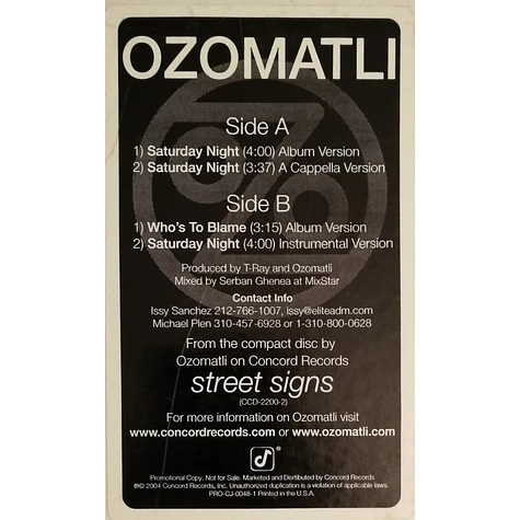 Ozomatli - Saturday Night / Who's To Blame