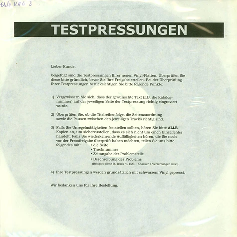 Michael Bundt & Peter Seiler - OST Dreamdancer / Carl Ludwig, Der Traumtänzer Test Pressing