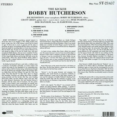 Bobby Hutcherson - The Kicker Tone Poet Vinyl Edition