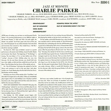 Charlie Parker - Jazz At Midnight: Live At The Howard Theatre Midnight Blue Record Store Day 2020 Edition