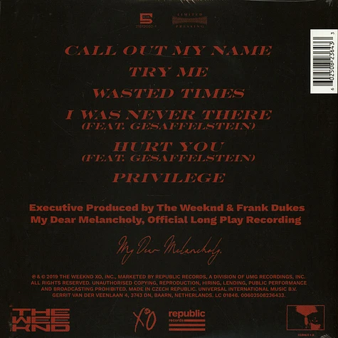 The Weeknd - My Dear Melancholy Record Store Day 2020 Edition