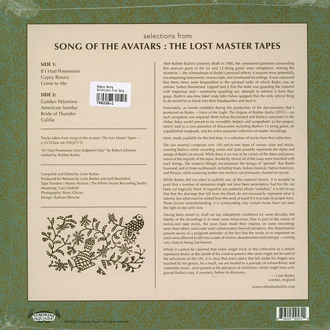 Robbie Basho - Selections From Song Of The Avatars: The Lost Master Tapes Record Store Day 2020 Edition