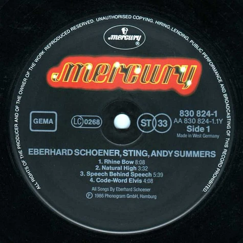 Eberhard Schoener, Sting, Andy Summers - Music From "Video Magic" And "Flashback"