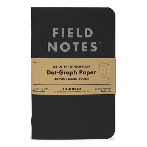 Field Notes - Pitch Black Dot-Graph Memo Book 3-Pack