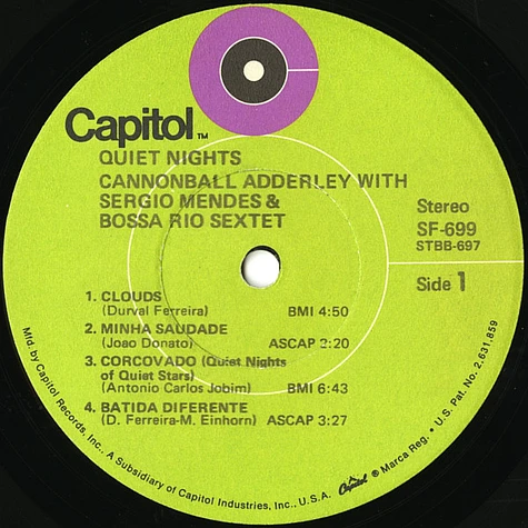 Cannonball Adderley And Bossa Rio With Sergio Mendes - Quiet Nights