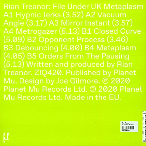 Rian Treanor - File Under UK Metaplasm Neon Black Vinyl Edition