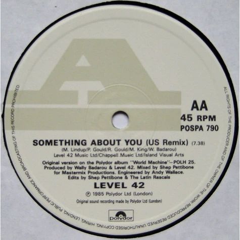 Level 42 - Lessons In Love / Something About You