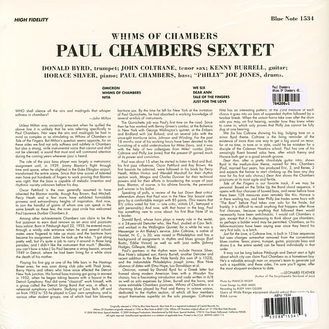 Paul Chambers - Whims Of Chambers 45rpm, 200g Vinyl Edition