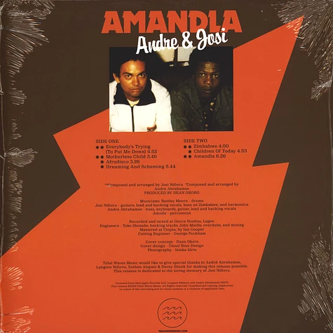 Andre & Josi - Amandla HHV Exclusive Tangerine Vinyl Edition