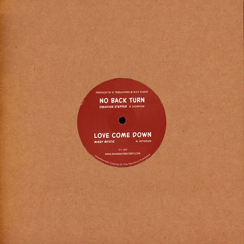 Creation Stepper / Mikey Mystic - No Turn Back, Dub / Love Come Down, Dub