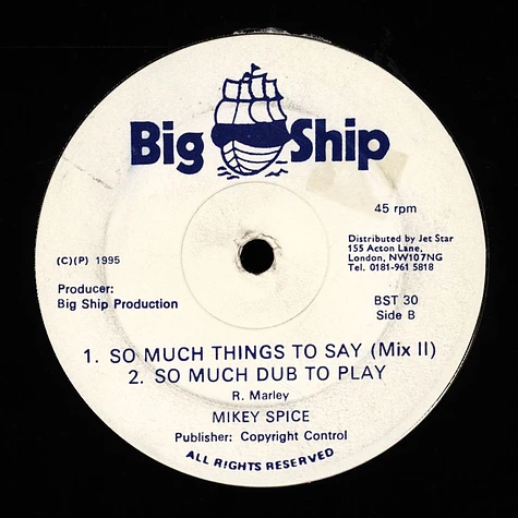 Mikey Spice - So Much Things To Say / Mix 2, Dub To Play