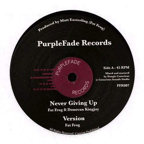 Donovan Kingjay, Fat Frog / Addis Pablo, Fat Frog - Never Giving Up, Version / Melodica Cut, Version
