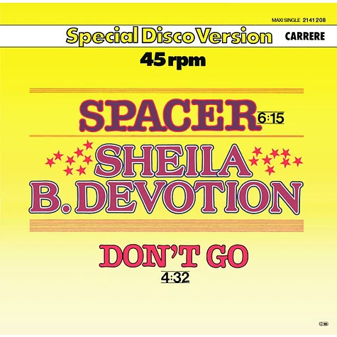 Sheila & B. Devotion - Spacer (Special Disco Version) - Vinyl 12 ...