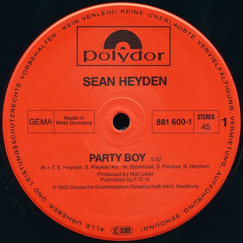 Sean Heyden - Party Boy