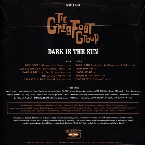 The Greg Foat Group - Dark Is The Sun 10th Anniversary Edition