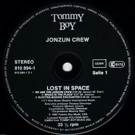 The Jonzun Crew - Lost In Space