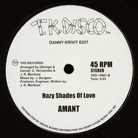 Jo Bisso / Amant - Love Somebody (Danny Krivit Edit) / Hazy Shades Of Love (Danny Krivit Edit)