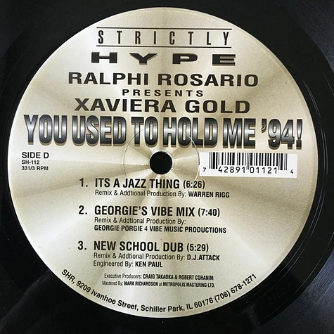 Ralphi Rosario Presents Xaviera Gold - You Used To Hold Me '94!