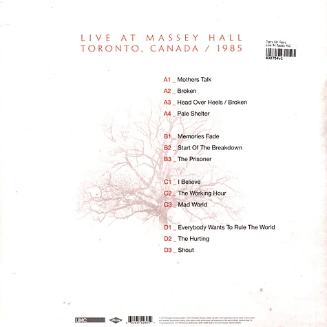Tears For Fears - Live At Massey Hall Record Store Day 2021 Edition