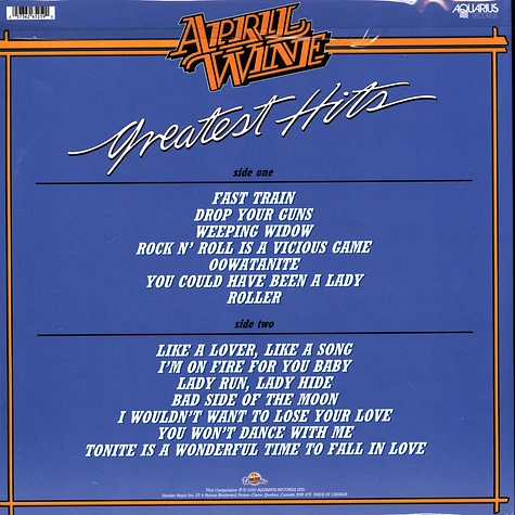 April Wine - Greatest Hits Blue Vinyl Edition