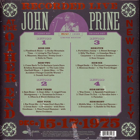John Prine - Live At The Other End, Dec. 1975 Record Store Day 2021 Edition