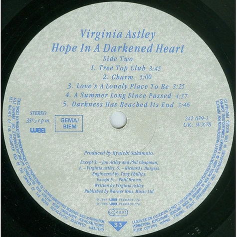 Virginia Astley - Hope In A Darkened Heart