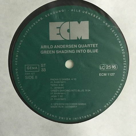 Arild Andersen Quartet - Green Shading Into Blue