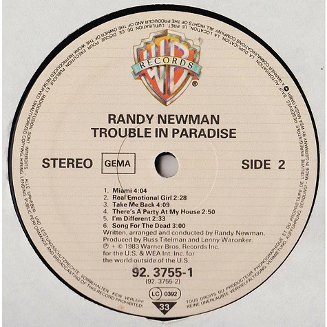 Randy Newman - Trouble In Paradise