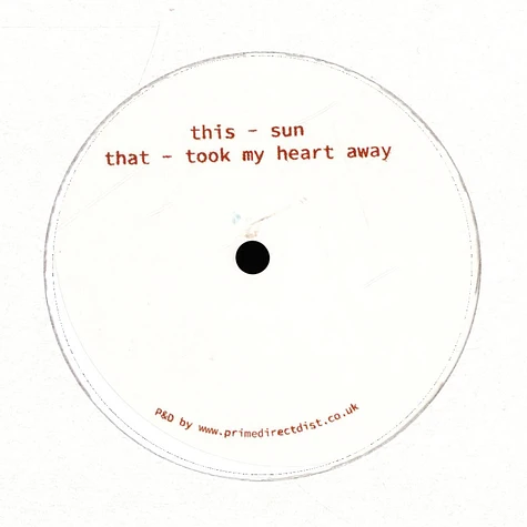 The Unknown Artist - Took My Heart Away / Sun