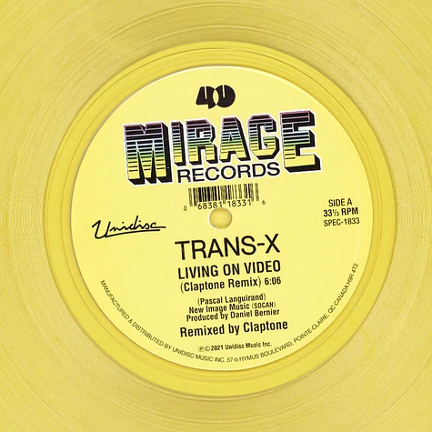 Trans-X - Living On Video Claptone Remix Yellow Vinyl Edition Damaged Sleeve