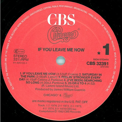 Chicago - If You Leave Me Now