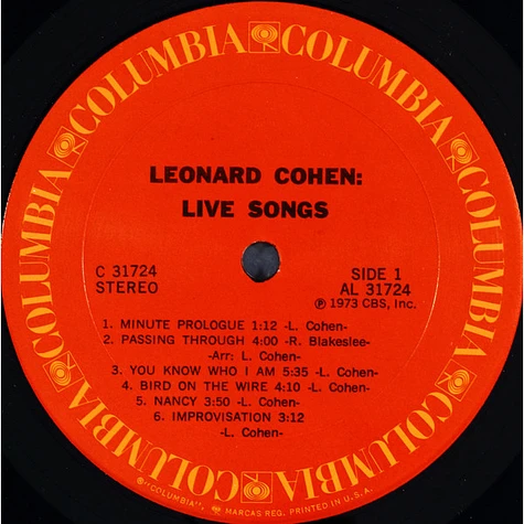 Leonard Cohen - Live Songs