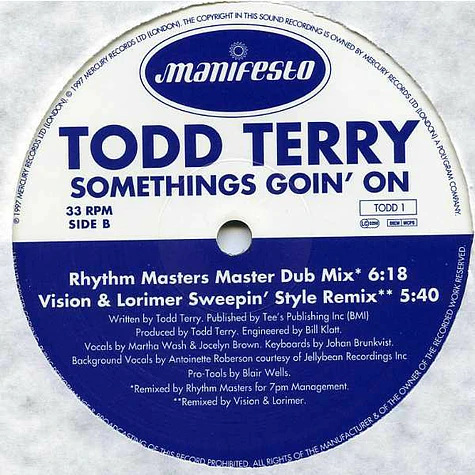 Todd Terry Featuring Martha Wash & Jocelyn Brown - Somethings Goin' On