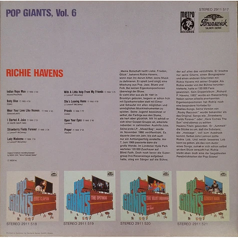 Richie Havens - Pop Giants, Vol. 6