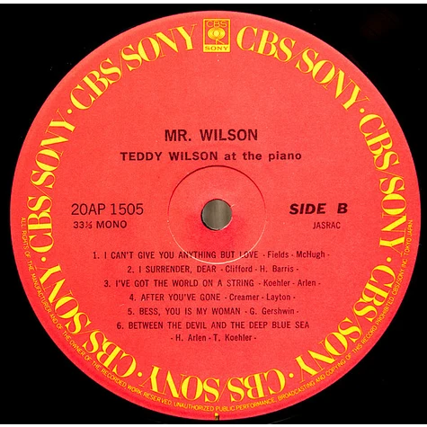 Teddy Wilson - Mr. Wilson (The Fabulous Teddy Wilson At The Piano)