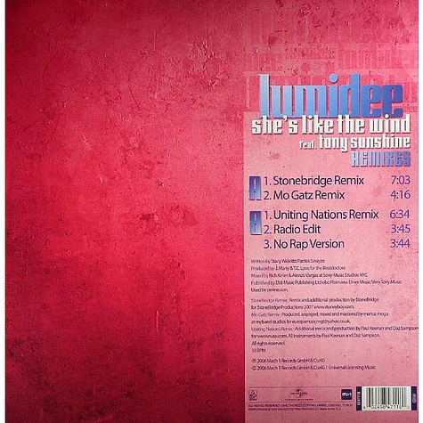 Lumidee feat. Tony Sunshine - She's Like The Wind (Remixes)