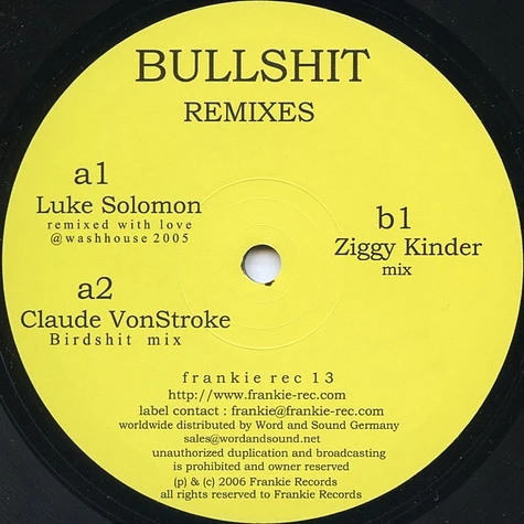 Frankie (2) - Bullshit (Remixes)