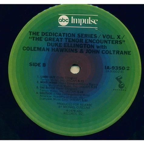 Duke Ellington With Coleman Hawkins & John Coltrane - The Great Tenor Encounters