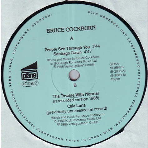 Bruce Cockburn - People See Through You / Santiago Dawn