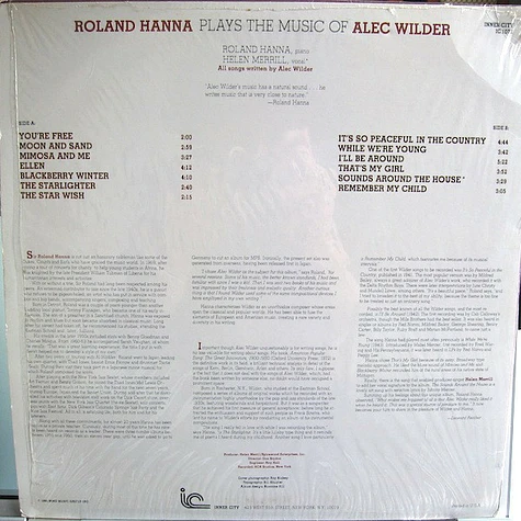 Roland Hanna - Roland Hanna Plays The Music Of Alec Wilder