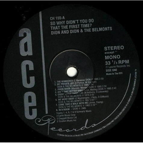 Dion & Dion & The Belmonts - So Why Didn't You Do That The First Time?