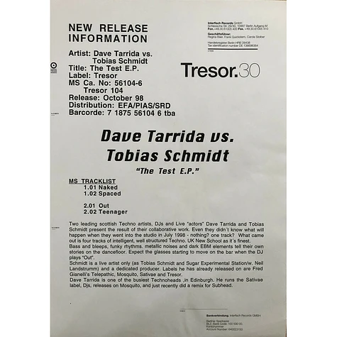 Dave Tarrida & Tobias Schmidt - The Test EP