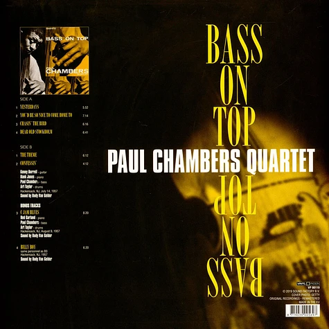 Paul Chambers Quartet - Bass On Top+2