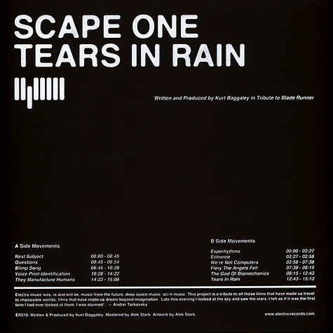 Scape One - Tears In The Rain (In Tribute To Blade Runner)