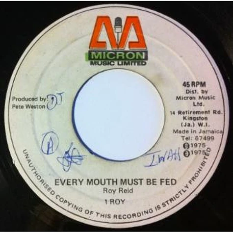 I-Roy - Every Mouth Must Be Fed / Message From The Top