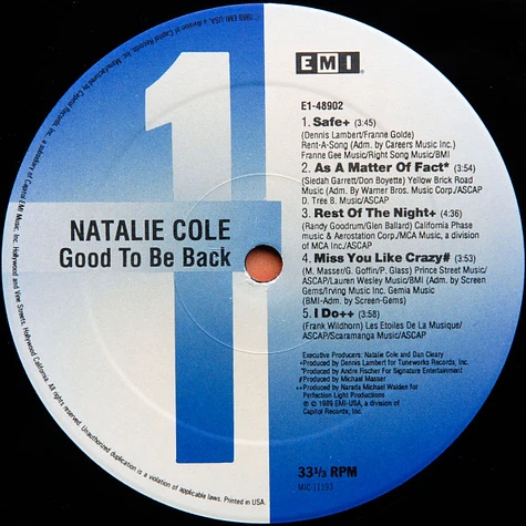 Natalie Cole - Good To Be Back